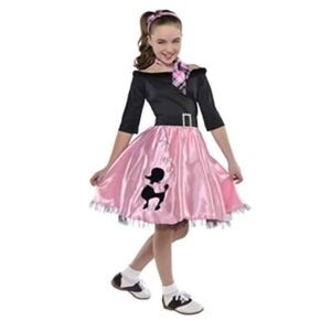 Miss Sock Hop Costume US Child‎ Medium 8-10 Dress Scarf Belt poodle skirt 1950's
